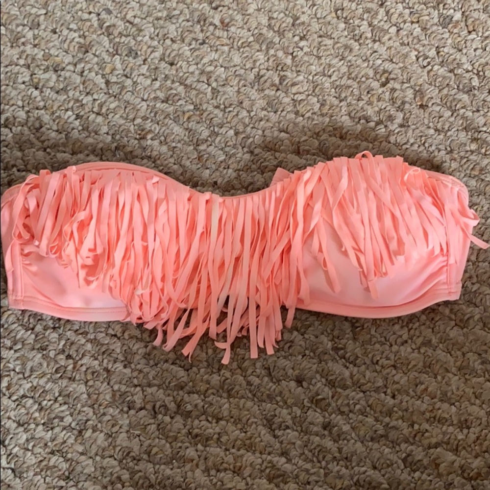 Hollister peach bikini top with fringe